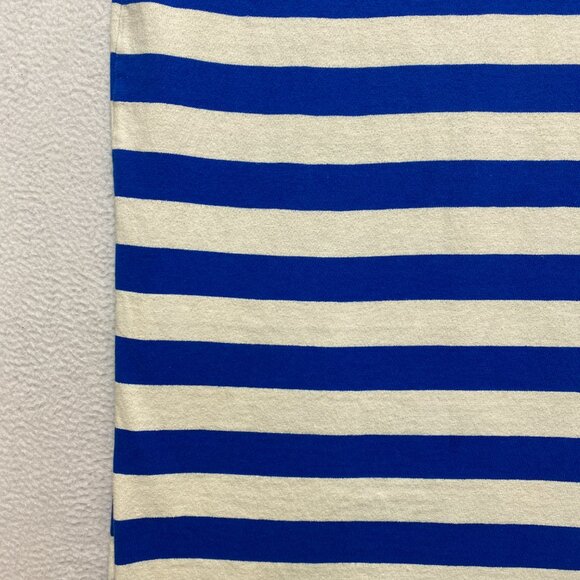 SEZANE Dress Womens XL Blue Cream EMY Stripes Button Shoulder Maxi - Picture 8 of 15